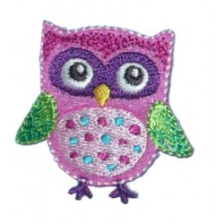 Iron-on Embroidery Sticker - Pink and Green Owl